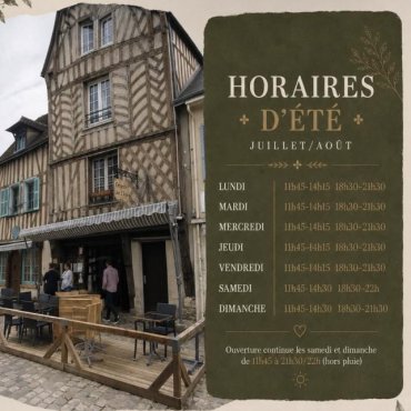 + de détails Cet été, votre Crêperie des 3 Lys vous accueille 7j/7 à Chartres